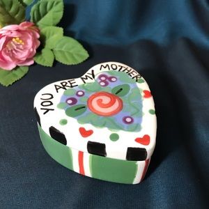 Mother heart ring/ trinket box YOU ARE MY MOTHER - I AM SO LUCKY Rainy Day Clay